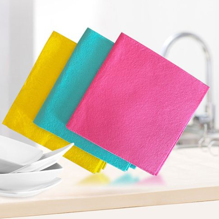Custom Magic Printed Cellulose bamboo Nonwoven Kitchen Cleaning Cloth With 38*38CM Size