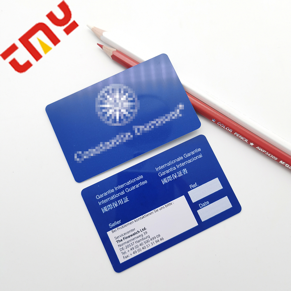 Luxury Colorful Free Design Writable Plastic Pvc Custom Logo Warranty Guarantee Authenticity Card Plastic PVC Cards