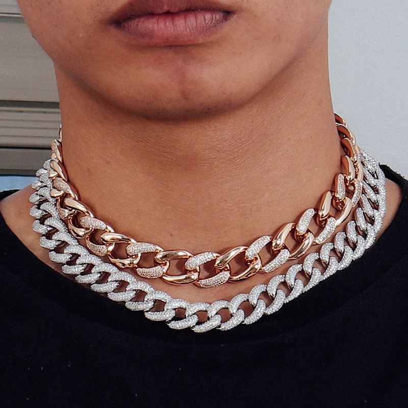 Новое поступление Мода 18 дюймов длинный синтетический бриллиант iced out кубинское chian хип-хоп ювелирные изделия оптом