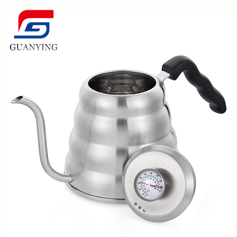 For exact temperature with built in thermometer 40OZ 1.2 liter gooseneck pour over coffee kettle stainless steel