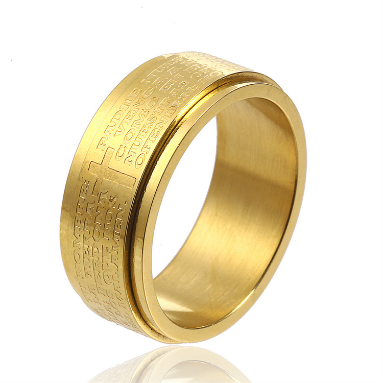 Custom religious christian cross ring jewelry stainless steel silver gold plated jesus mens rings