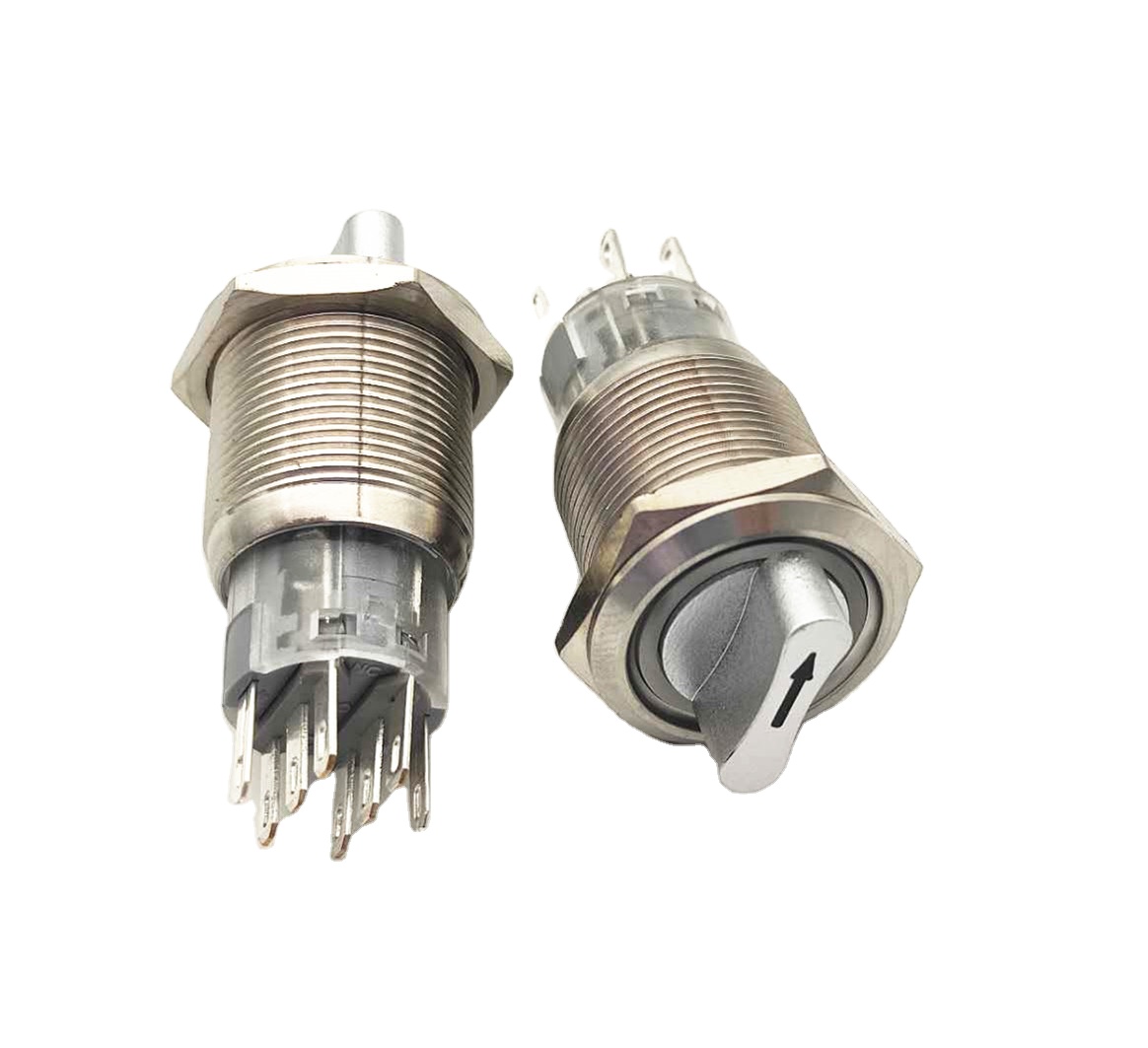 Из нержавеющей стали 3 позиции 8pin 12/24V IP67 поворотный кнопочный переключатель