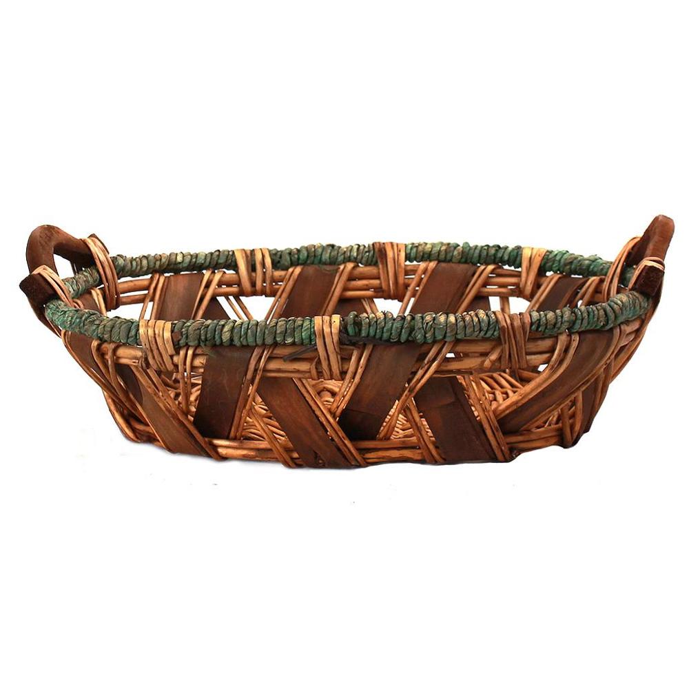 China Manufacturer Hand Weave Oval Shape Willow Material Basket Natural Wicker Tray