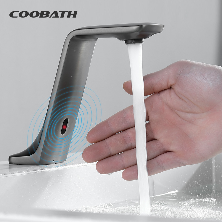 Modern Wholesale Customizable Bathroom Touchless Automatic Infrared Sensor Sink Water Taps Bathroom Brass Wash Basin Faucet