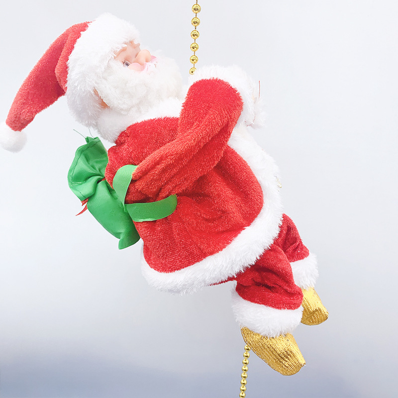 Electric climbing bead curtain climbing stairs window decorations christmas santa toy children toys 2021