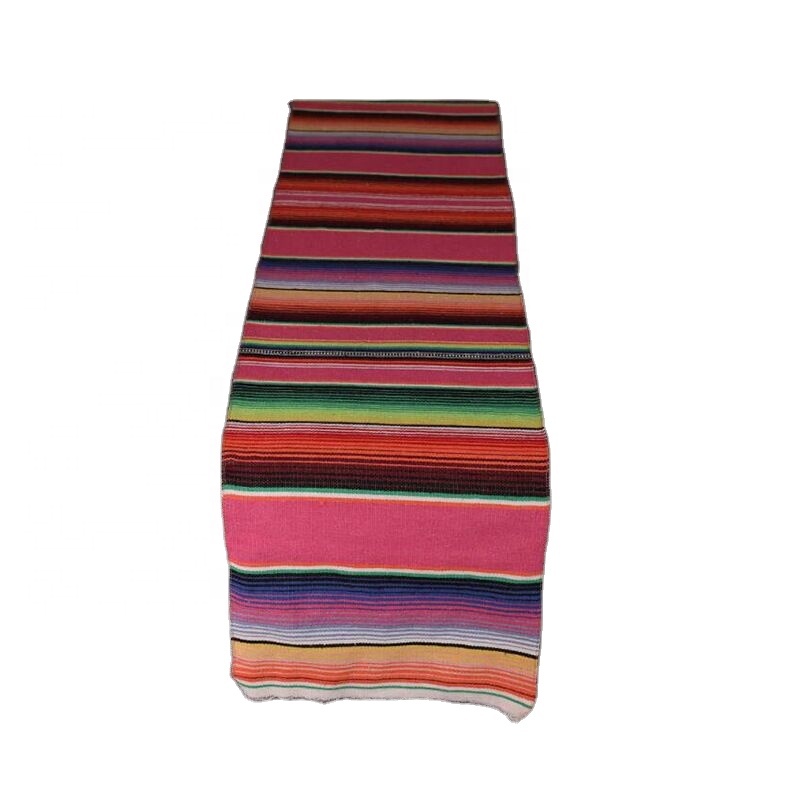 Мексиканский Serape 14x84 дюйма, мексиканские украшения для свадебной вечеринки, уличные пикники, обеденный стол с бахромой, хлопковая скатерть