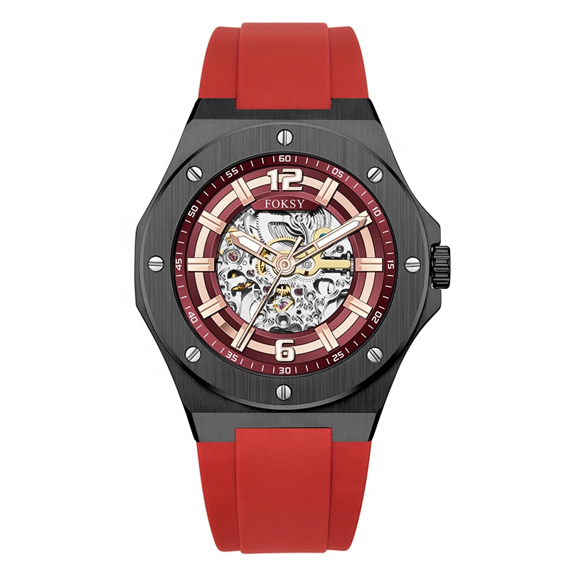 Top Brand Silicone Strap Skeleton Automatic Luxury Custom Logo Men Mechanical Watches