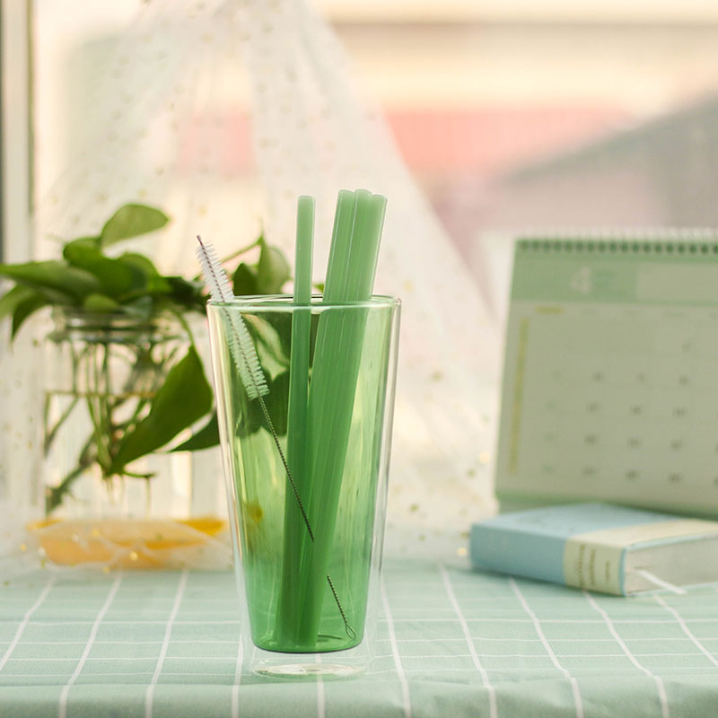 Stocked borosilicate glass straight fancy straws sets