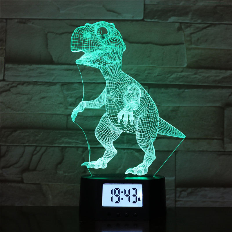 Factory direct wholesale LED 3D Acrylic Child Alarm Clock with Night Light Lamp Kids Table Lamp