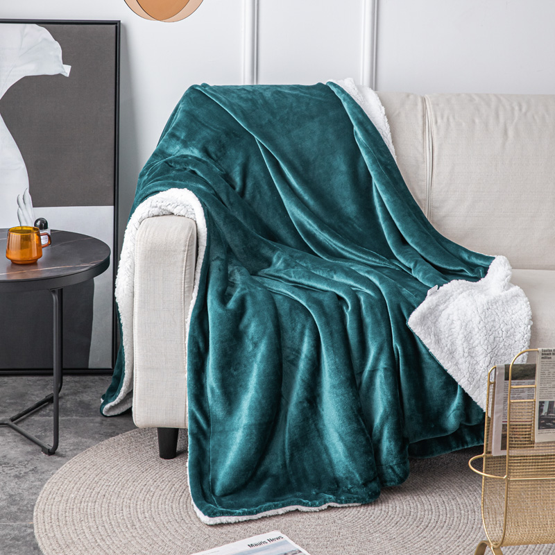 B22036 Wholesale All Season Luxury 100% Polyester Flannel Fleece Sherpa Mink Blanket
