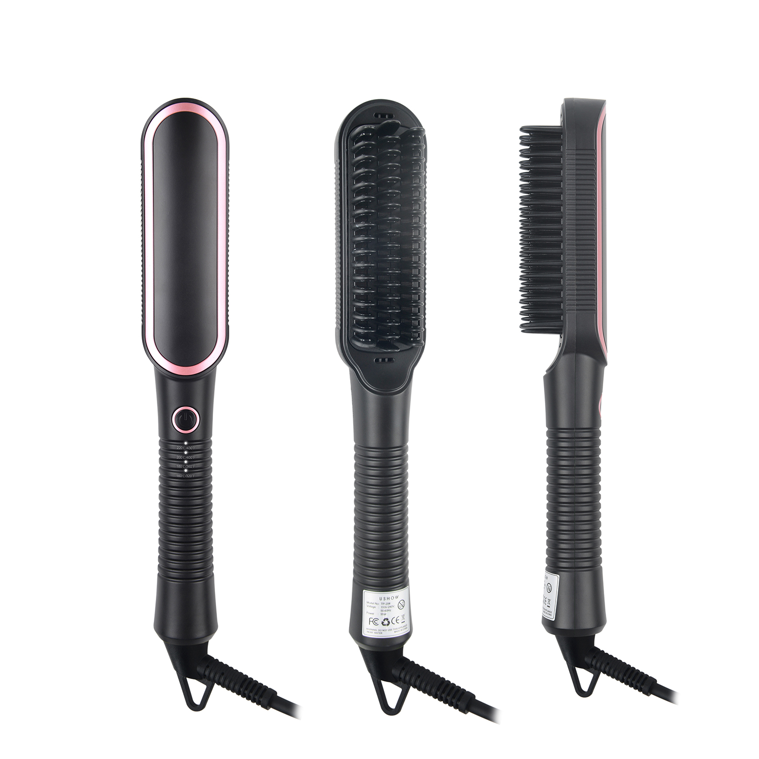 Custom Professional Magic Hot Fast Heated Hair Straightener Brush Ceramic Straight Electric Hair Comb