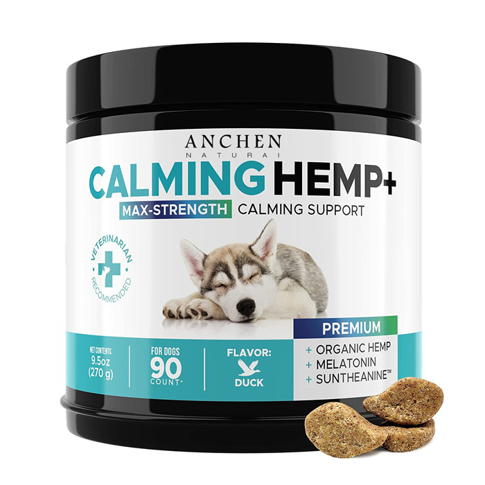 All-Natural Soothing Snacks with Hemp+Valerian Root Stress Dog Anxiety Relief Aids Chewing treats