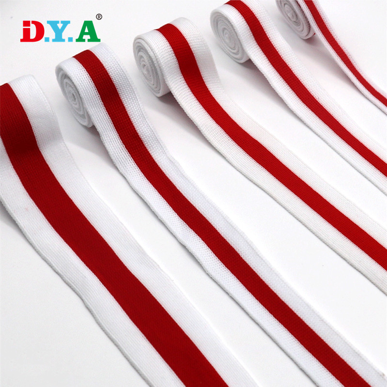 Custom width 3cm colorful stripe knitted webbing tape for sports pant side decoration knitted trimming band