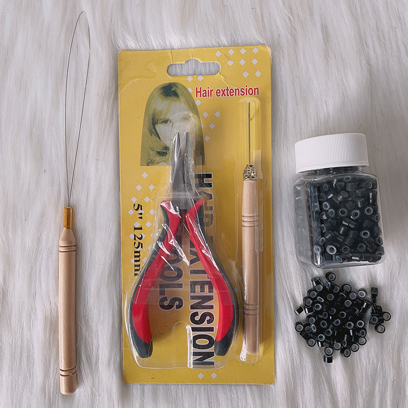 accessories display kit crimp professional system stainless steel micro loop ring tip hair extension tools pliers set