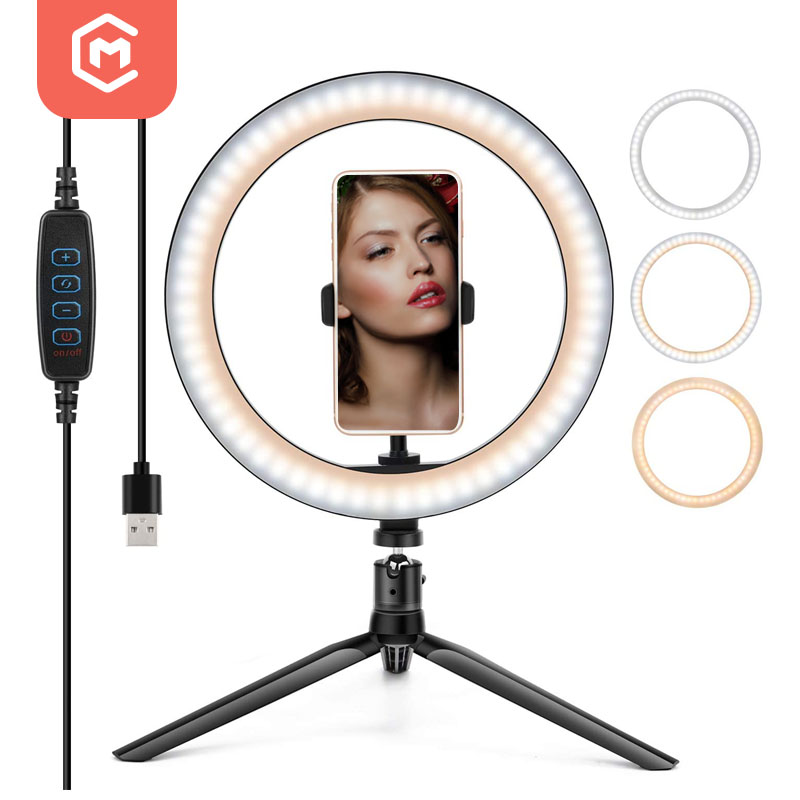 10 дюймов 3 светодиодные сотовый телефон Selfie Ring light прямые трансляции устройство заполнить кольцо света