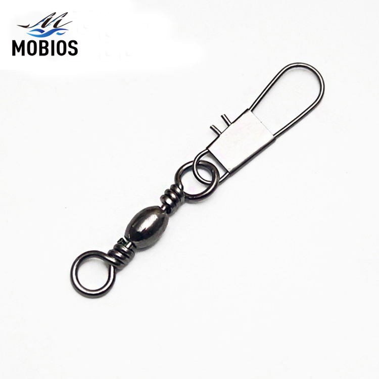 MOBIOS 24#-6/0# Barrel Swivel With Interlock Snap Fishing Swivel Snap Accessory