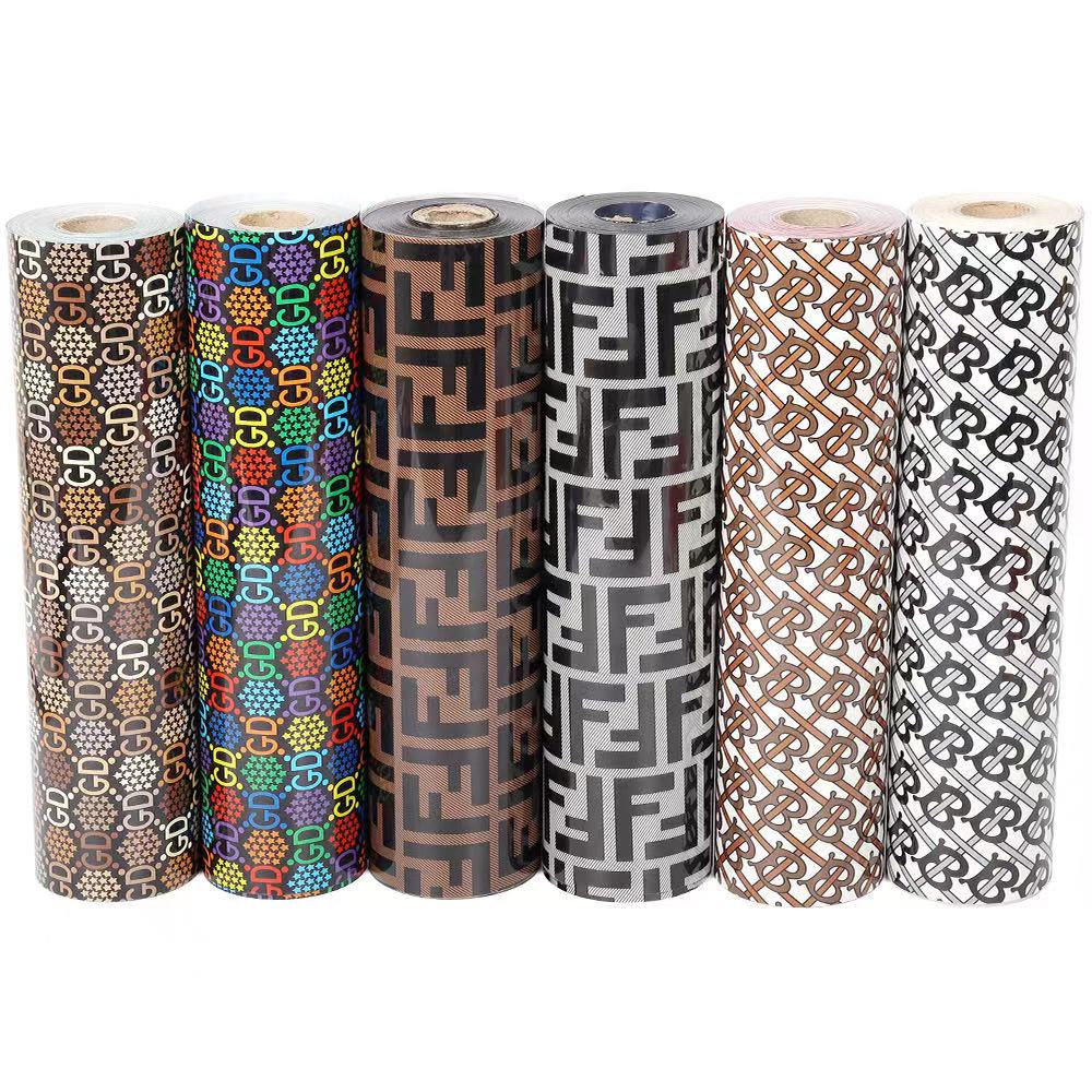 10inchx25 Yard Rolls Hot Sale Brand-name Pattern Print HTV Vinyl Glitter Heat Transfer Thermal Transfer Vinyl For Clothing