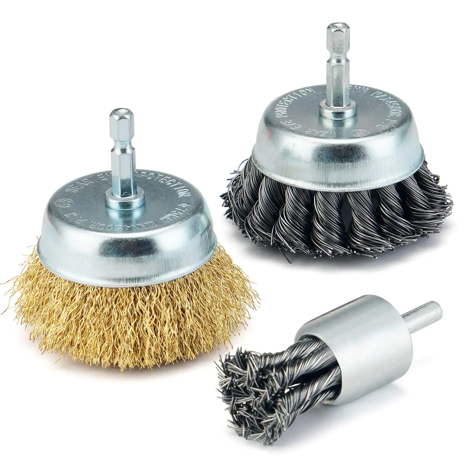Twist Knot Wire Wheel Brush Crimped Cup Wire Wheels Brush Set with 1/4-Inch Shank For Rust Removal and Scrub Surfaces