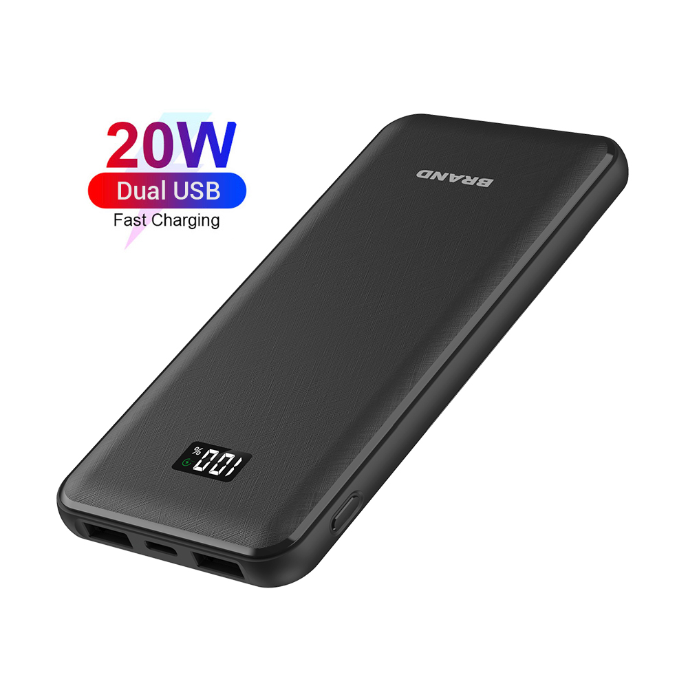 Заводская дешевая цена двойной 20 Вт USB быстрая зарядка CE FCC RoHS Powerbank 3A выход 5 в 9 в 12 В цифровой считывающий внешний аккумулятор 10000 мАч