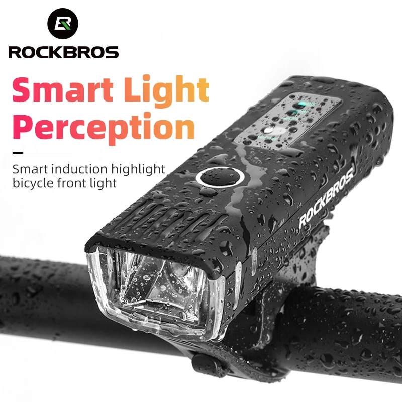 Велосипедные фары ROCKBROS с интеллектуальным датчиком и USB-зарядкой, 1500 мАч