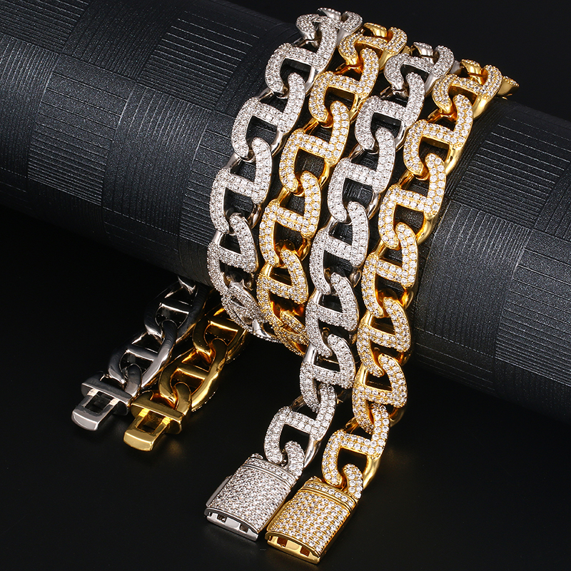 2020 новые босоножки на высоком каблуке Blingbling, 925 стерлингового серебра цепи из нержавеющей стали, псевдо бриллиант, 12 мм, покрыто золотом, серебром, ожерелье