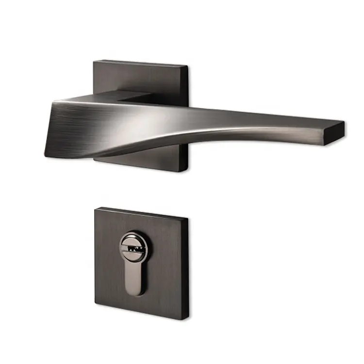YONFIA 8041RTS high quality black interior door handle lock bathroom indoor split door handle on rose rosette black brushed