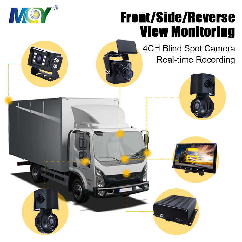 9inch LCD monitor 4ch cctv camera dvr 3G 4G CPS blind spot backup security recording truck camera system