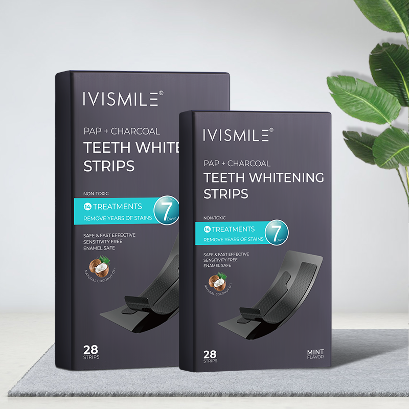 IVISMILE бесплатные образцы, активированный уголь, отбеливание зубов, расширенные полоски для отбеливания зубов, частная торговая марка