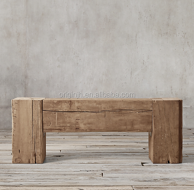 Living room furniture retro style reclaimed english beam rectangular solid wooden console table