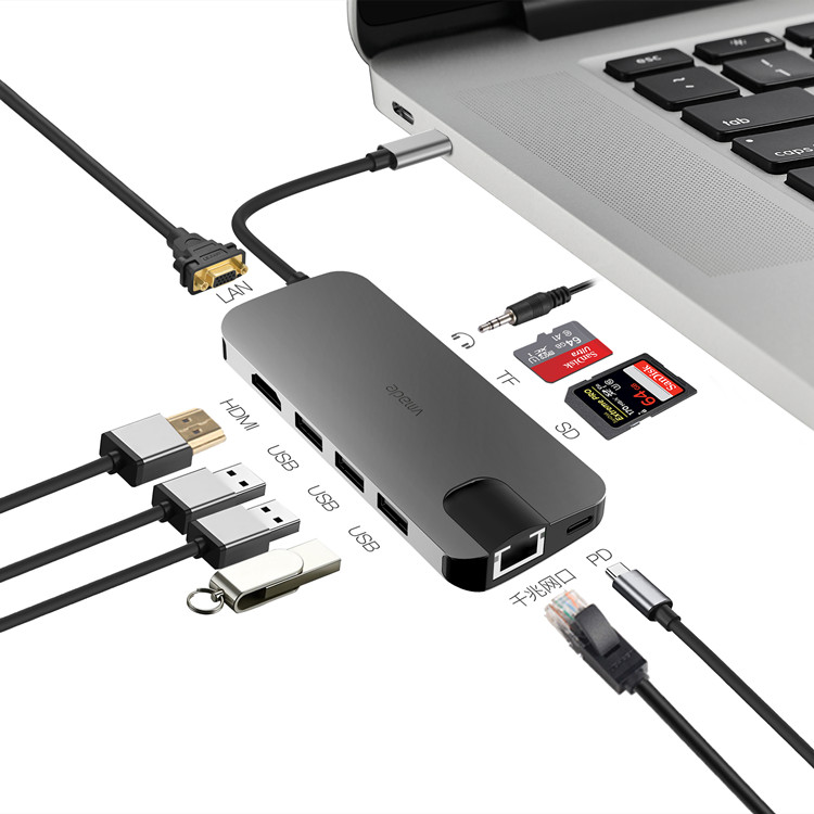 2020 новый тренд 10 в 1 Многофункциональный Usb C ноутбук док-станция типа C концентратор с ethernet