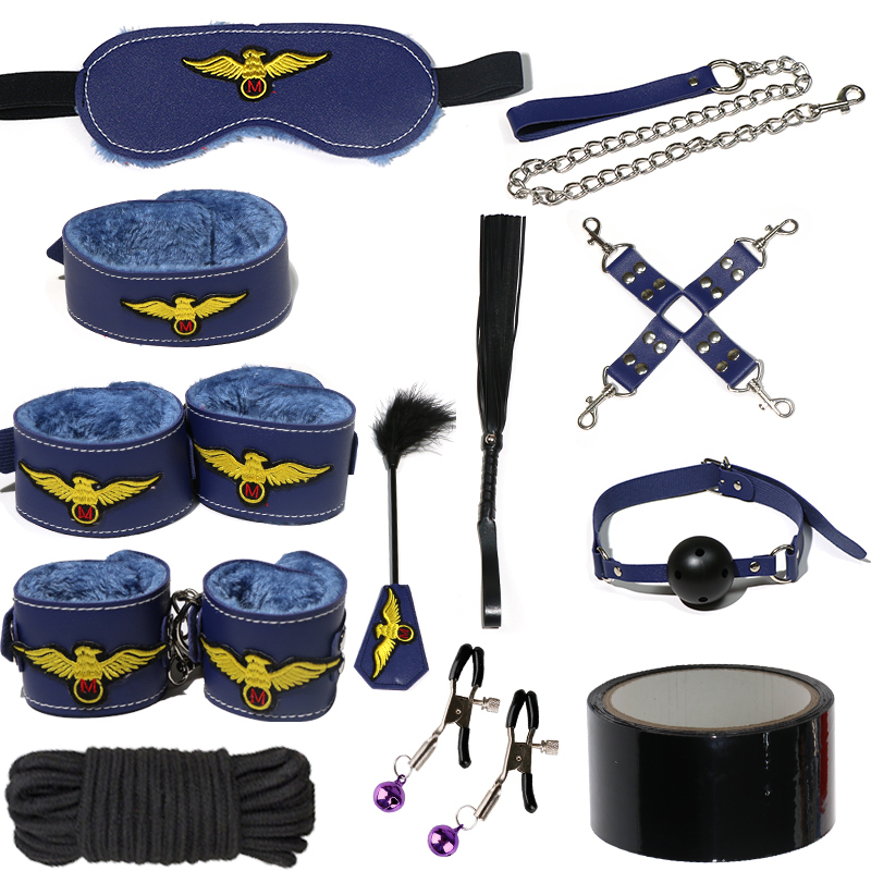 WANS SM female Sex Play Factory Leather Sequined Sex Suit 12 pcs/set Adult Slave Set Kits Bondage
