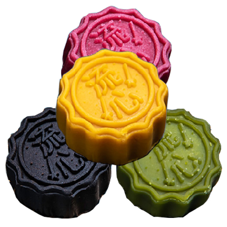 60g*6 Flows the heart custard yellow mooncake for Mid-Autumn festival nice moon cake gold cake moon cake mold