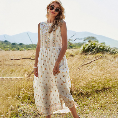 2021 Dresses New Arrivals Maxi Floral Dresses Women Casual Sleeveless Dress