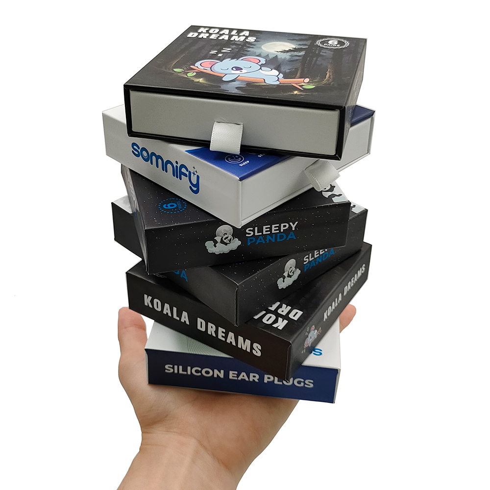 Factory custom Small Drawer Packaging Boxes Cardboard Paper Sliding Drawer Gift Box With PE Inserts For Earplug Sets