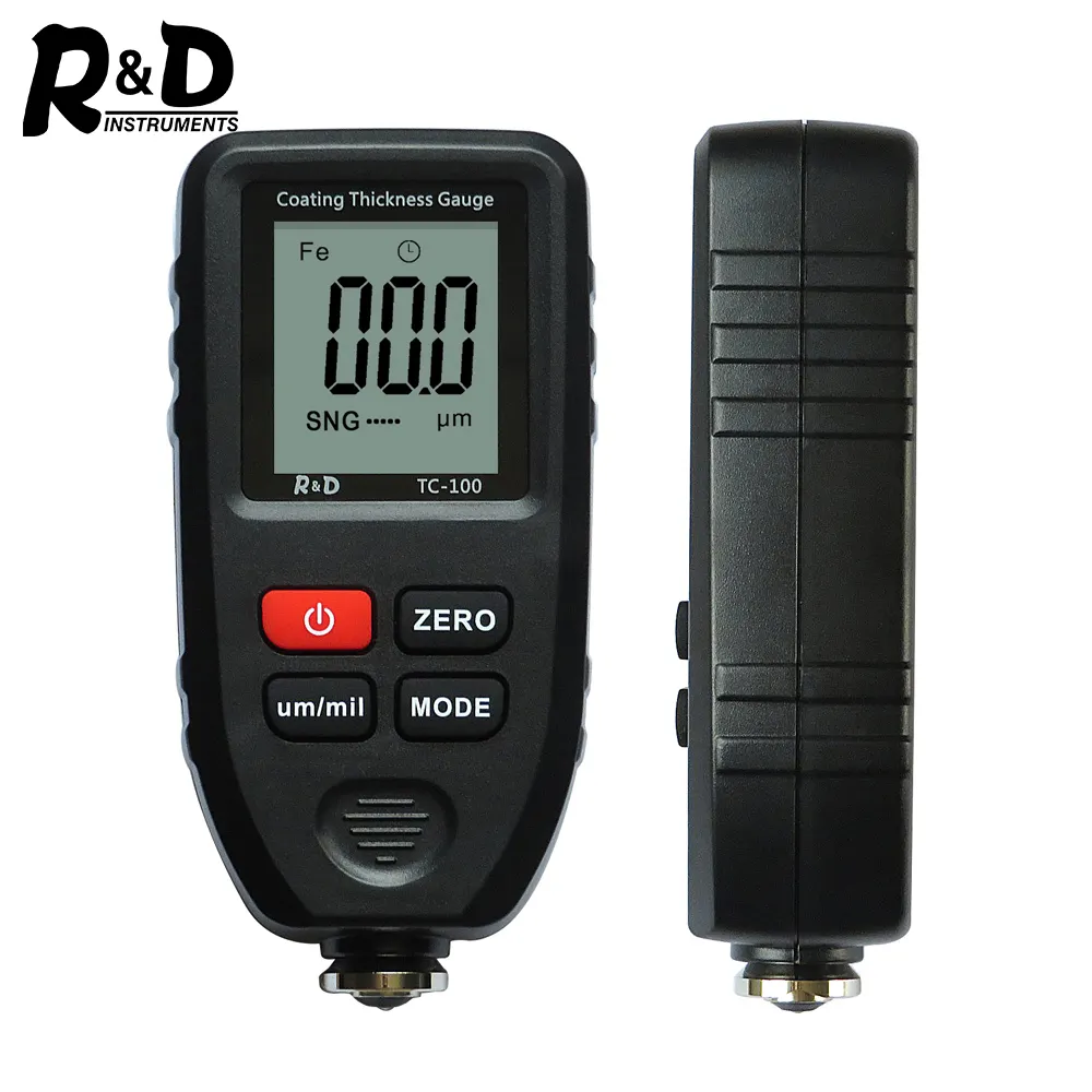 R&D TC100 Coating Thickness Gauge 0.1micron/0-1300 Car Paint Film Thickness Tester Measuring FE/NFE Russian Manual Paint Tool
