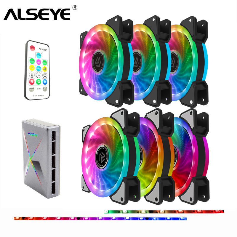 Вентилятор RGB для корпуса, 120 мм, 5 контактов, двойной вентилятор Aura с пультом дистанционного управления, компьютерные Охлаждающие вентиляторы