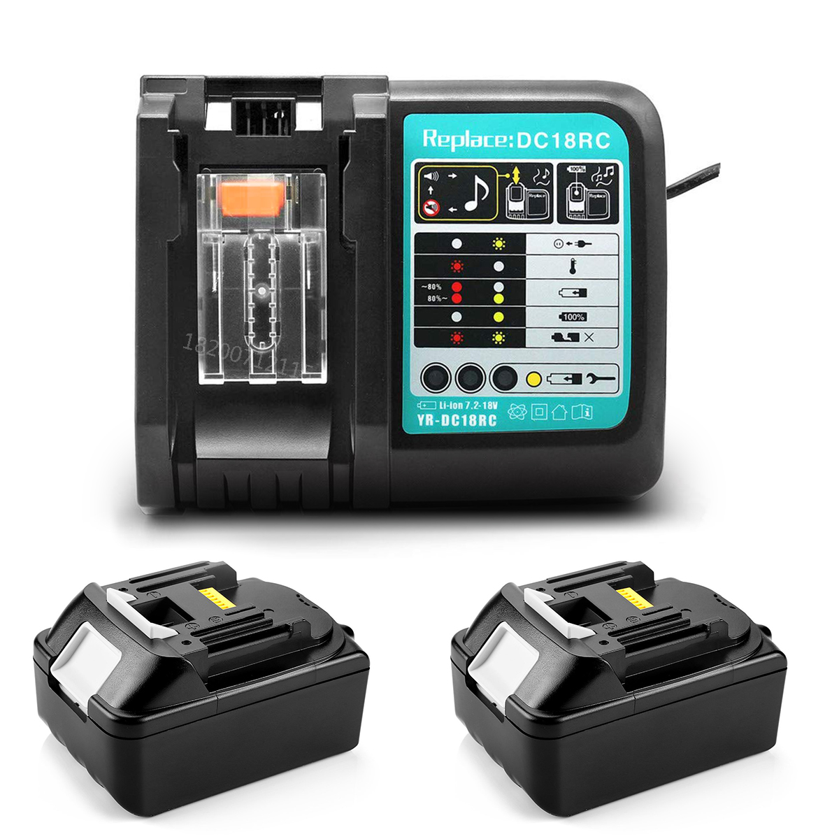Сменная батарея 18 в 14,4 Ач 2 шт. + зарядное устройство 3 А для Makita BL1840 BL1830 BL1850 LXT400, замена DC18RA DC18RC 3 А В ~ 18 в