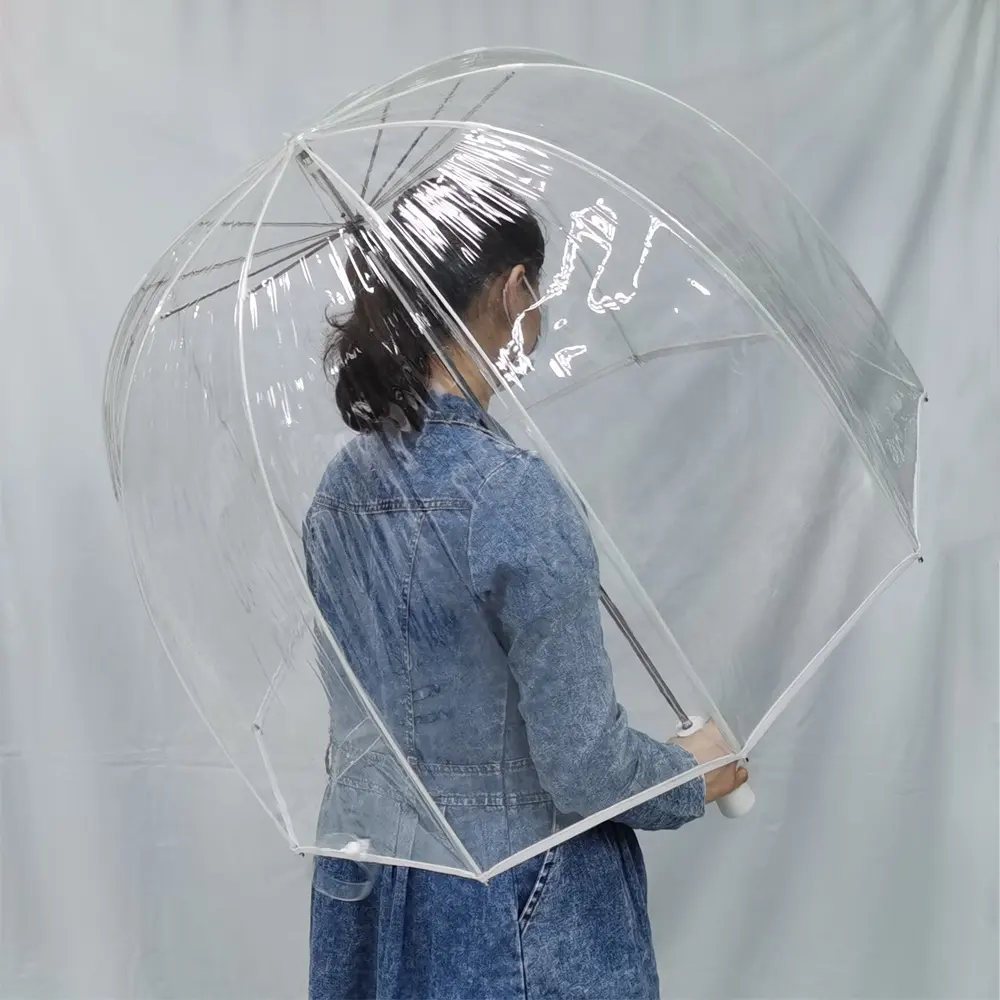 PVC Umbrella Clear Transparent Straight Umbrella With Customized