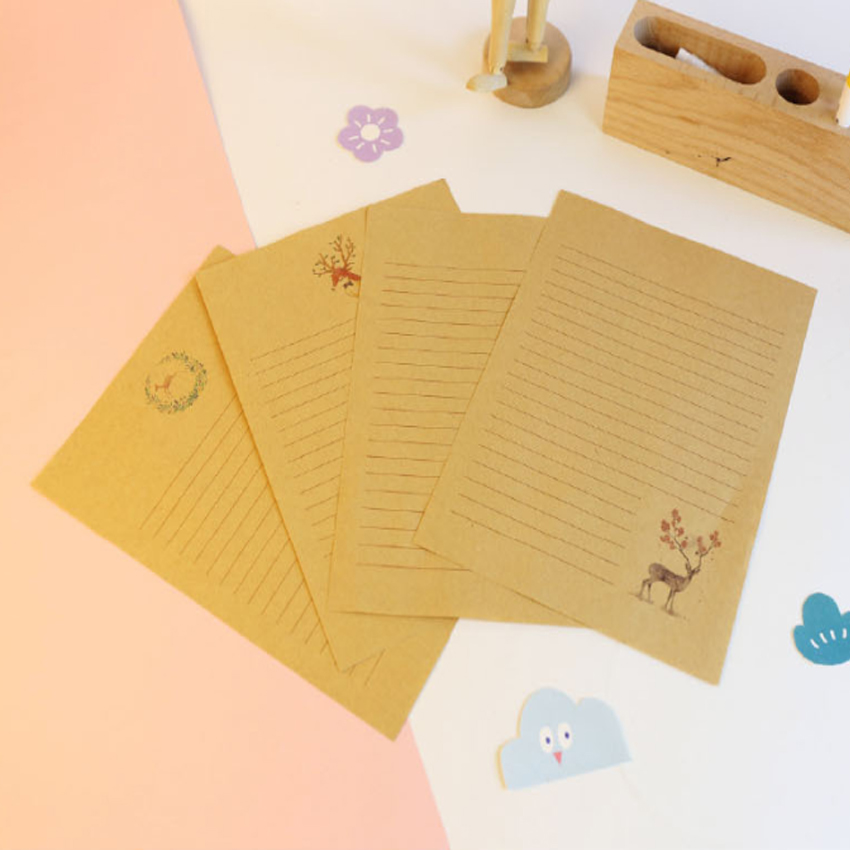 10 шт./упак. Kawaii Лось Женские винтажные ботинки в китайском стиле, раскрашенные в стиле лесной крафт-бумага для письма для детей написано 4 варианта дизайна