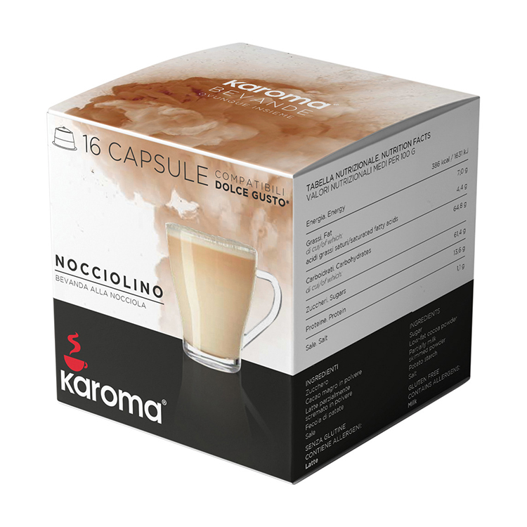 Karoma DOLCE GUSTO, капсулы, аналог лесного ореха, капучино, мгновенный напиток x16 шт.