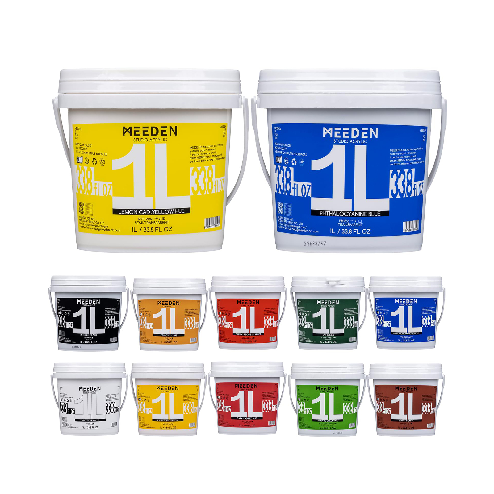 MEEDEN 24 Colors Heavy Body Gloss Finish Non-Toxic Studio Professional Artist Acrylic Paint for Canvas Wall Wood Painting