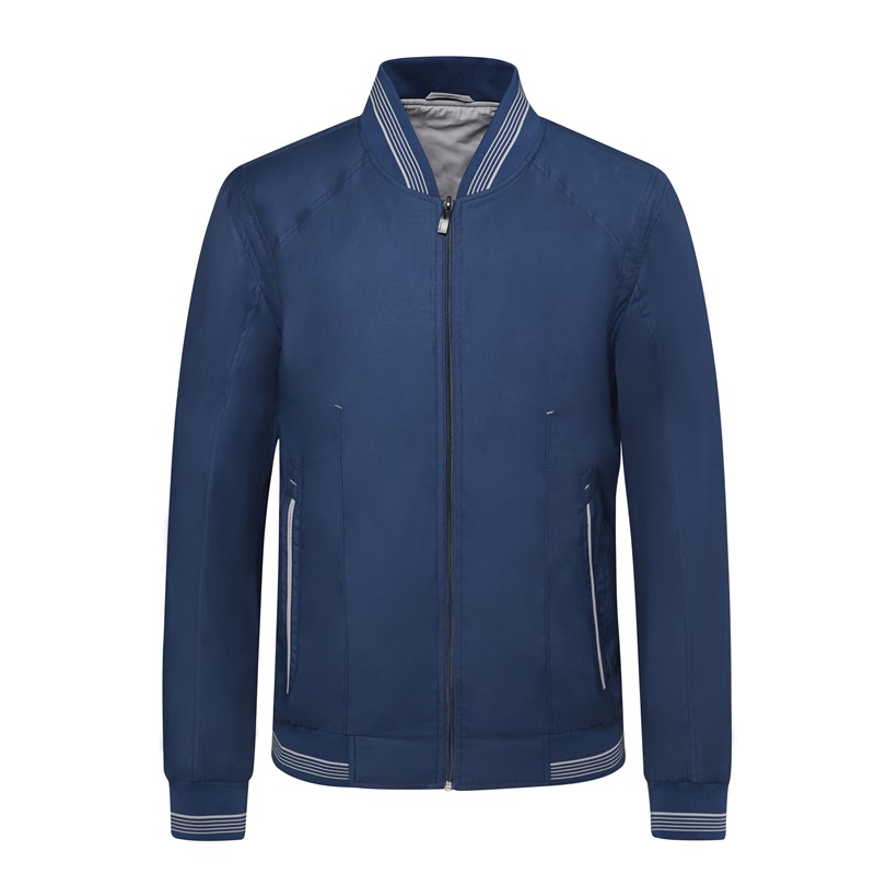2021 Hot Sales Polyester Waterproof Caucal Fall Blue Baseball Collar Bomber Jacket For Mens