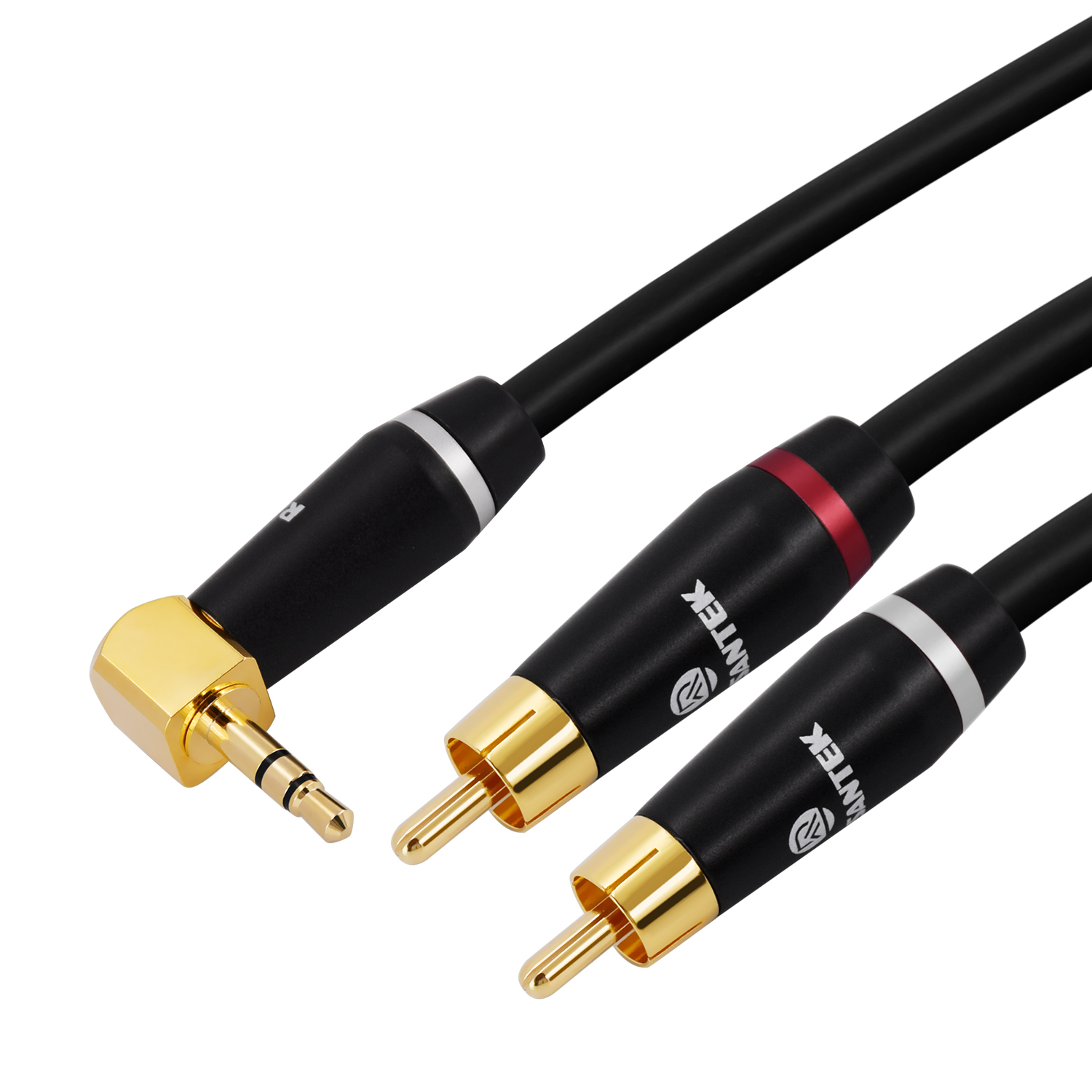 Audio cable 2 RCA to 3.5mm Stereo dual channel AUX Cable Right-angle plugs and straight plugs