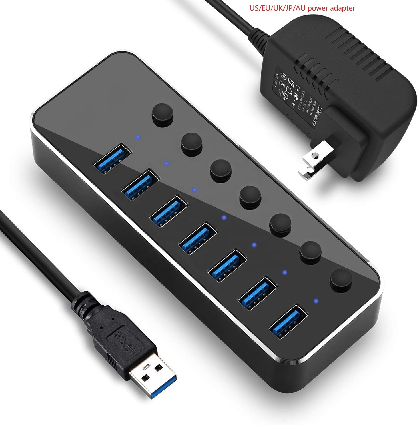 Популярные 7 портов usb 3,0 высокоскоростной концентратор с 1 м съемным кабелем