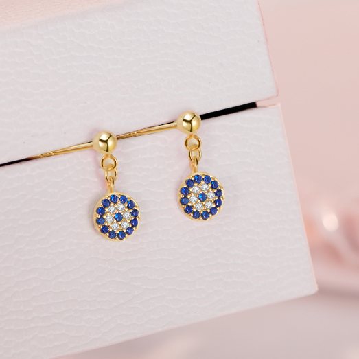 Trendy Earrings 2021 Minimalist Blue Eye Earring 925 Sterling Silver Diamond Eye Stud Earring