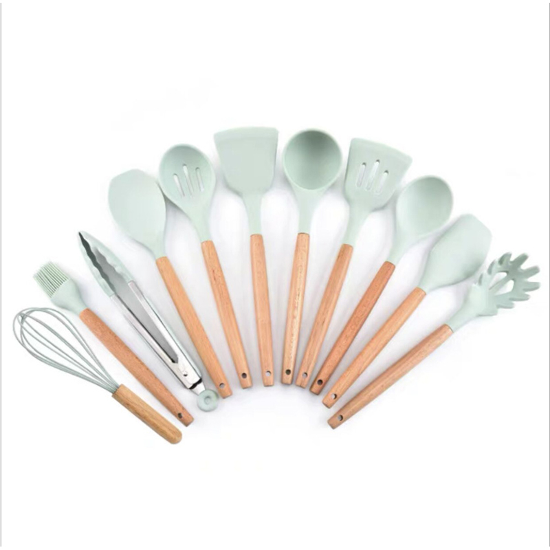 Home and kitchen accessories set silicone kitchenware 11pcs heat resistant food silicone utensils cheap cooking spatula set