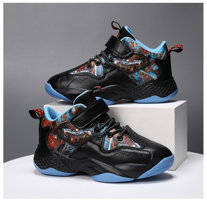 2021 Graffiti Middle and Big Kids Casual Sports Shoes Boys Basketball Shoes
