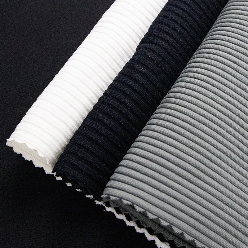 2*2 thick seamless heavyweight 82%nylon 18% spandex knitted double faced sports jacket rib fabric for leggings