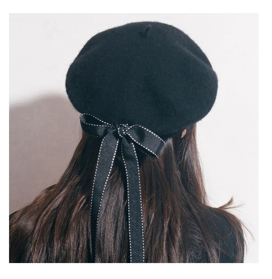 New Fashion Winter Soft Elegant Fedora Hats Cheap French Female Berets With Bowknot