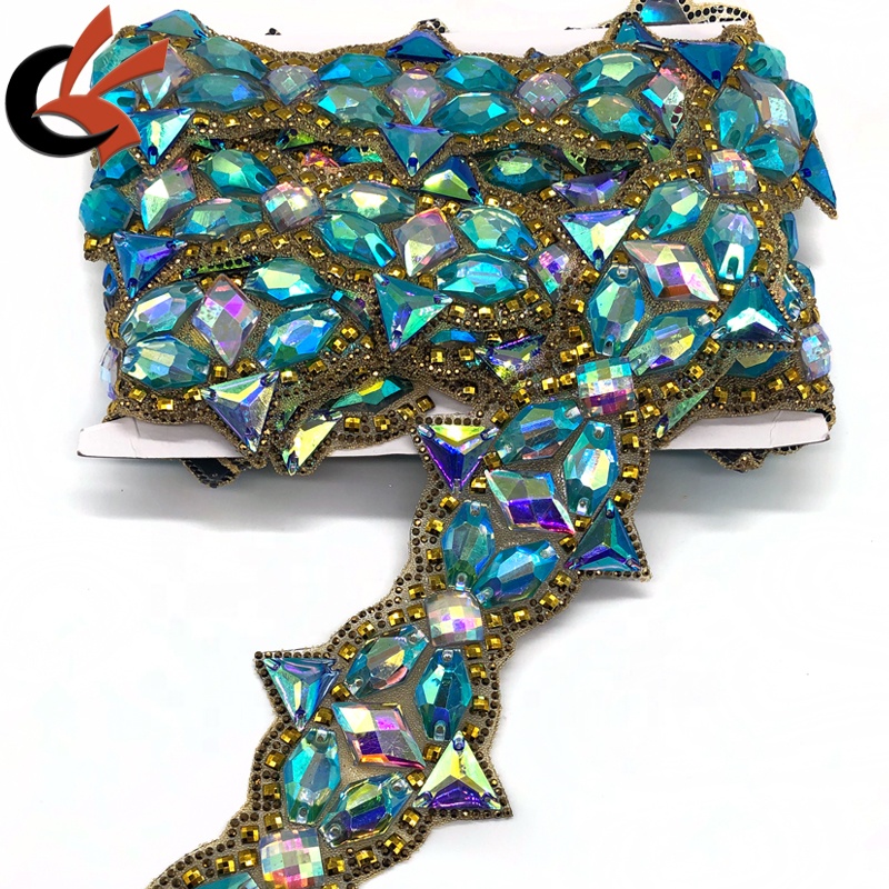 Factory customized heat transfer rhinestone trims iron on diamante crystals trimming